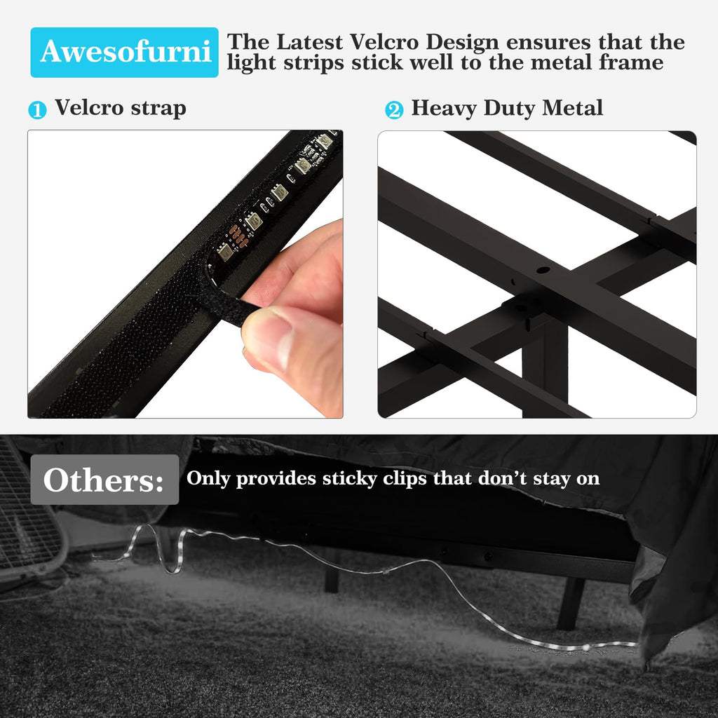 Full Size Metal Floating Bed Frame with LED Lights T37015