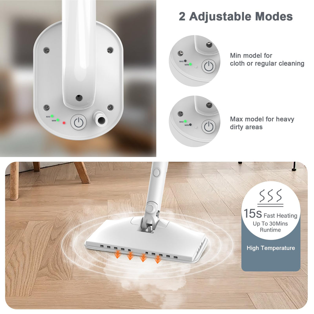 1200W Rotatable Steam Mop with 2 Modes, 400ML Tank, 23FT Cord K175483