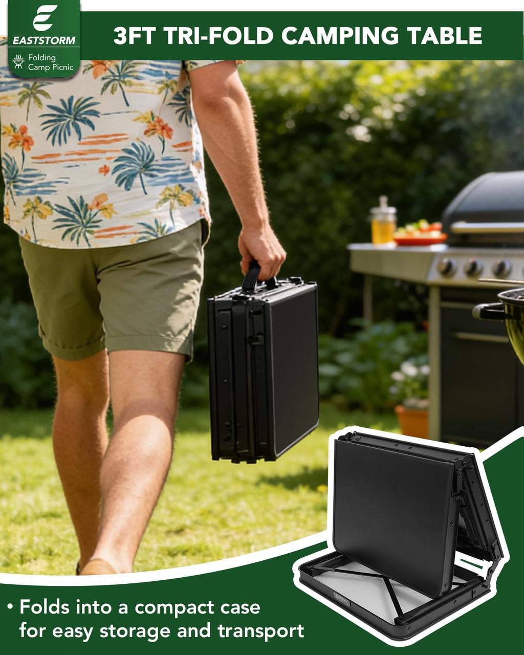 Small Folding Camping Table Black X520603