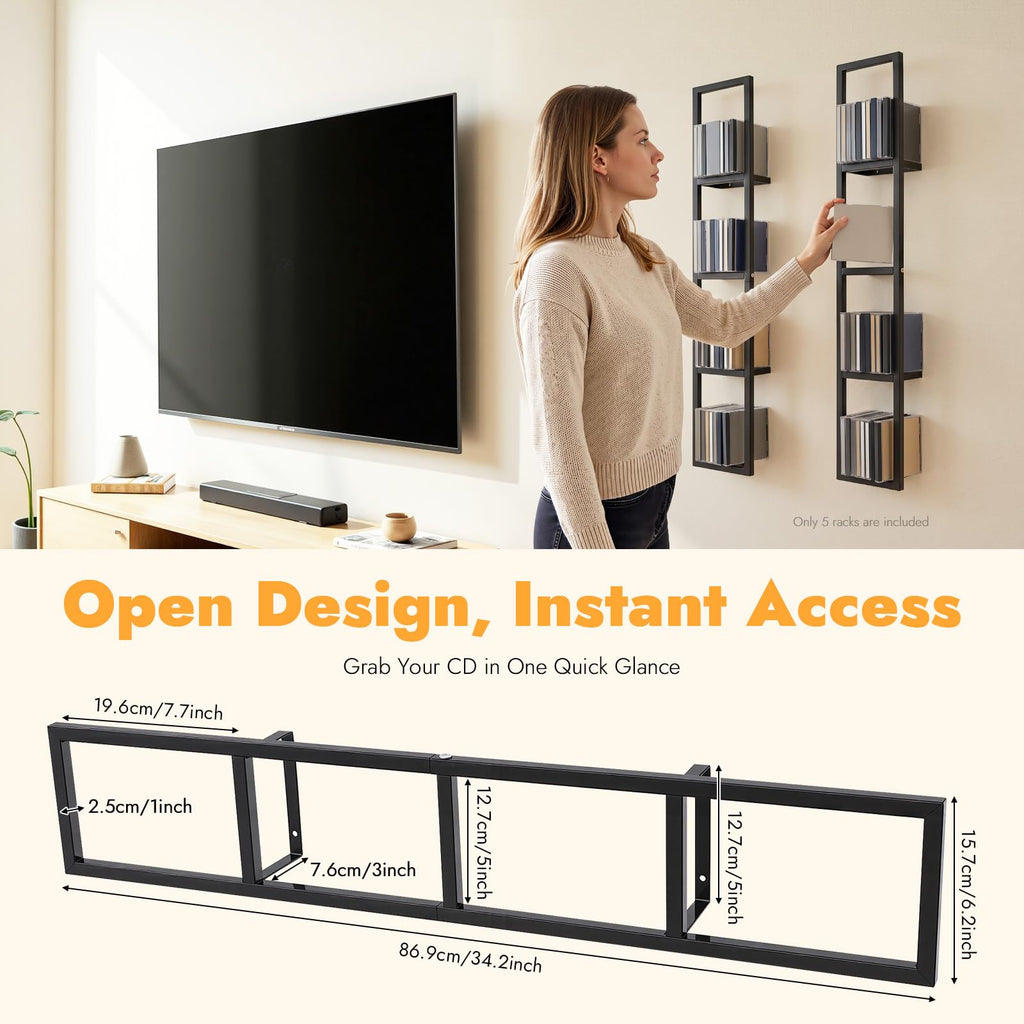 5Pcs Wall Mount Media Storage Rack V302