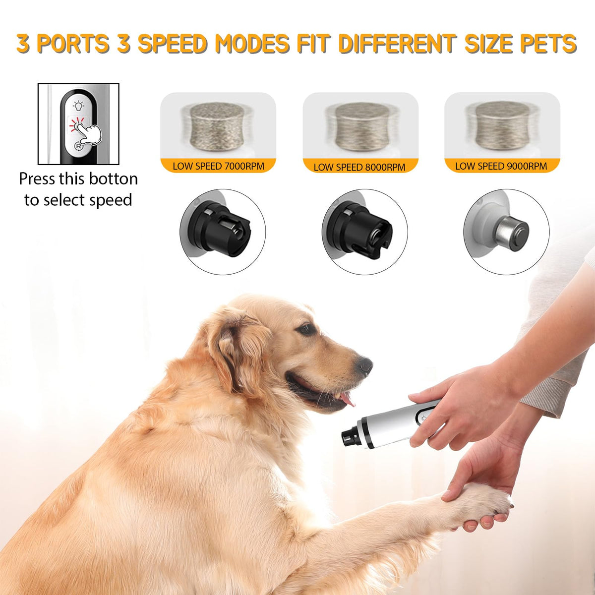 Silent Rechargeable Electric Pet Nail Grinder H114135