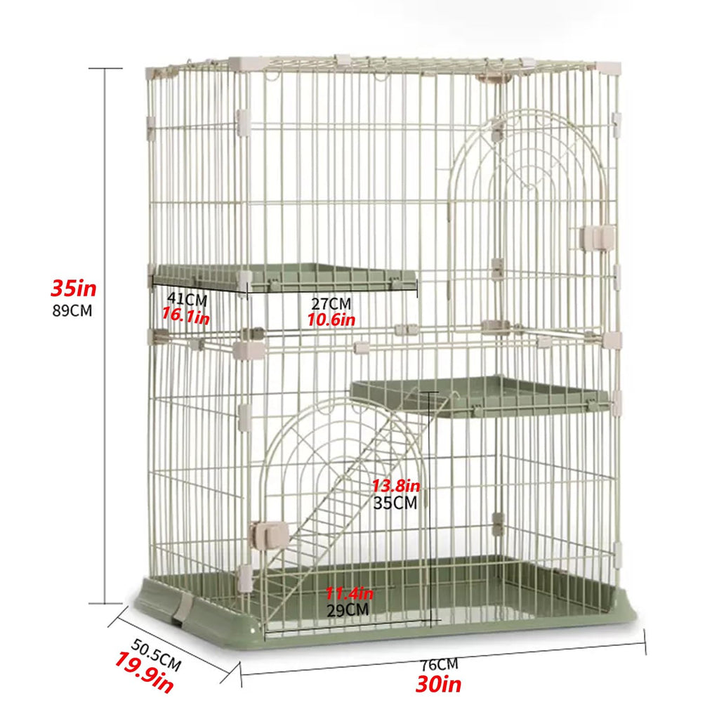 3/4-Tier Wire Cat Cage Playpen with Hammock and Platforms G2089