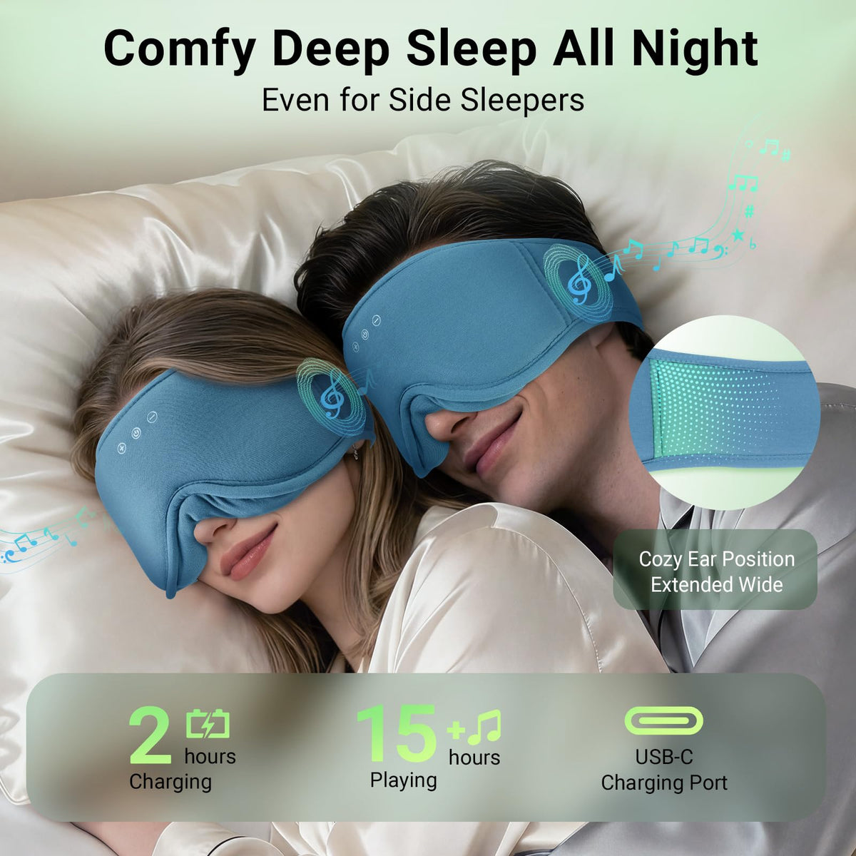 Bamboo Cotton Sleep Mask with Bluetooth Headphone U17639