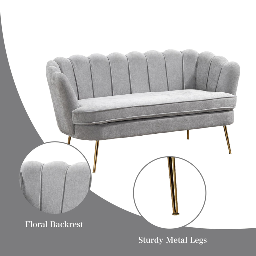 Light Grey Upholstered 2-Seater Loveseat C41148