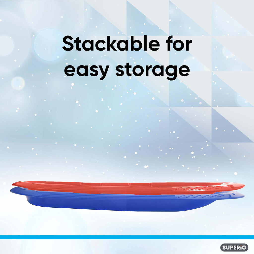 36" 48" Heavy Duty Plastic Toboggan Snow Sled with Handles, 3 Pack D7852