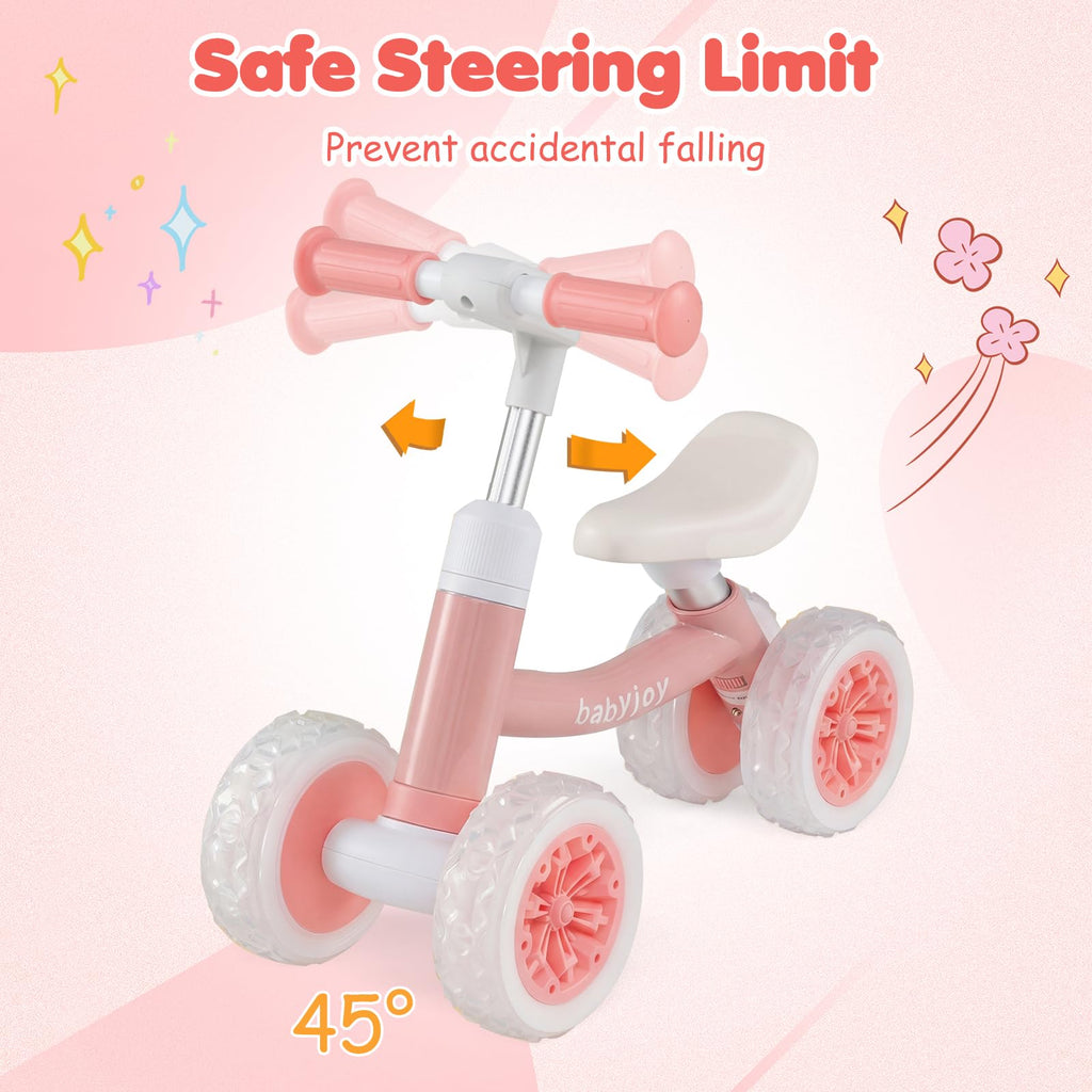 4 Wheels Toddler Balance Bike with Adjustable Handlebar & Seat Y45469