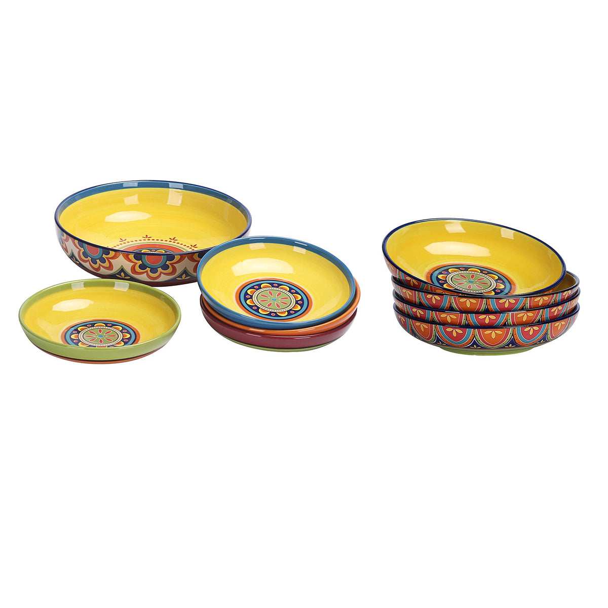 Ceramic Pasta Bowl Set of 9, Microwave & Dishwasher Safe D670327