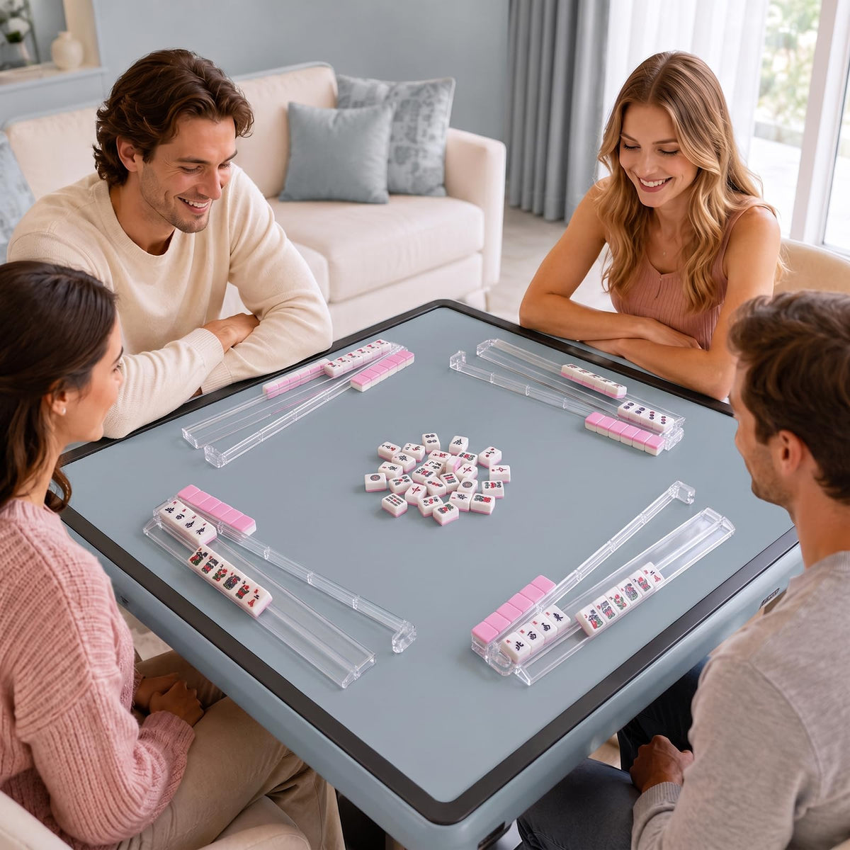 Clear Mahjong Racks with Pushers, 4-Pack U6330