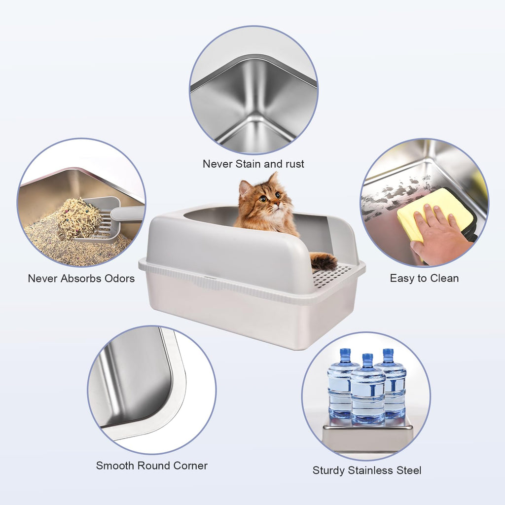 Stainless Steel Cat Litter Box with Lid W2193