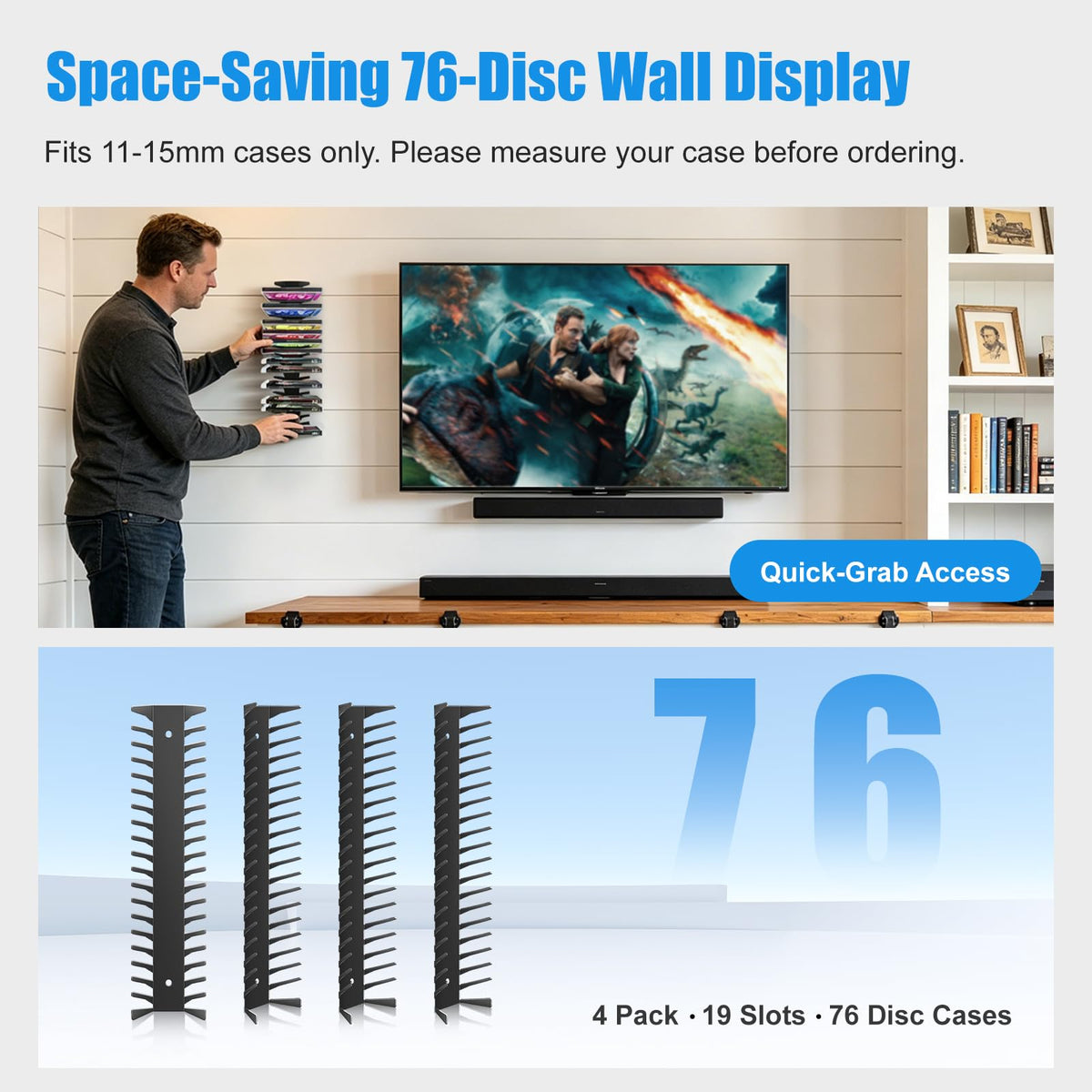 4 Pack Wall Mount Metal DVD Shelf S8439