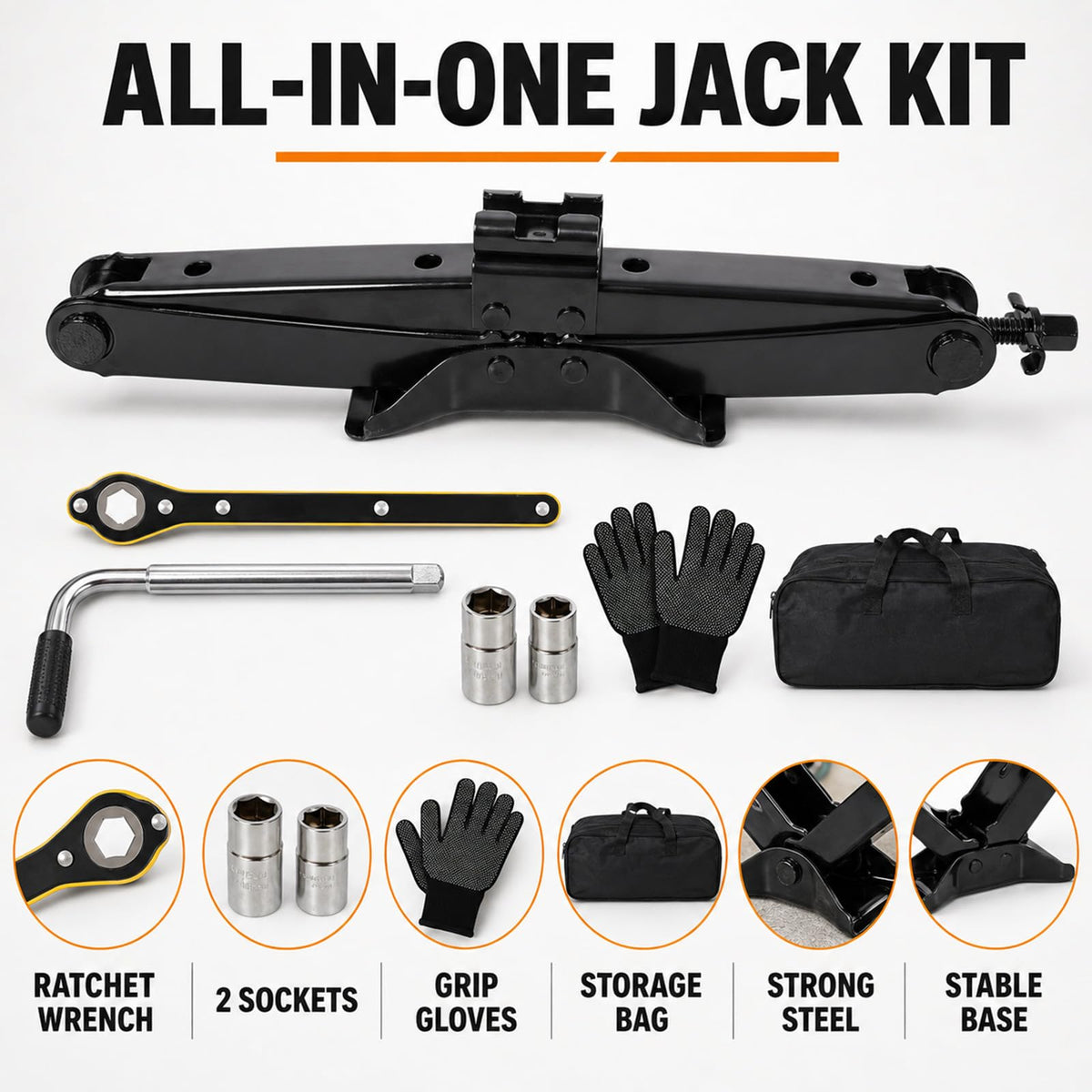 3 Ton Scissor Car Jack Kit with Ratchet Wrench A726215
