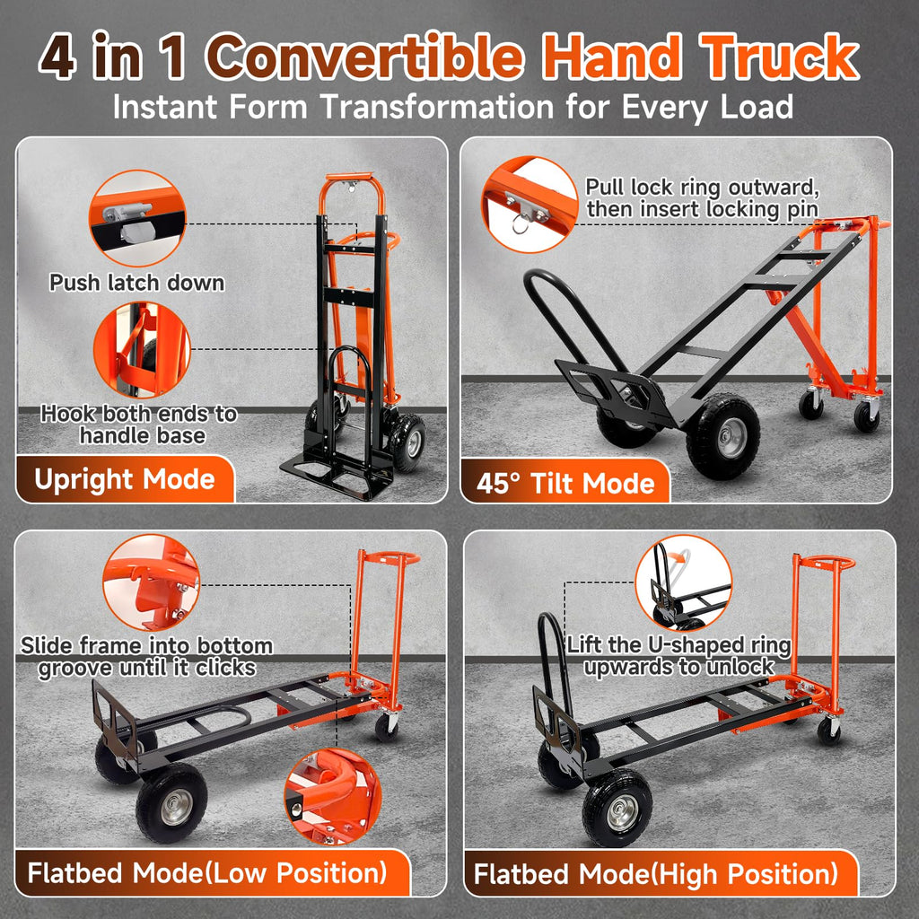 Heavy Duty Convertible Hand Truck with Wheels D605943