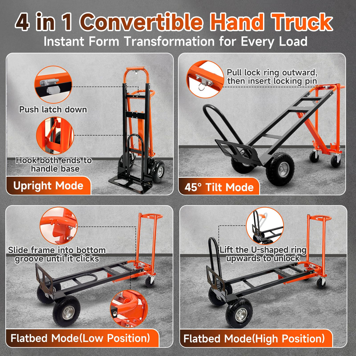 Heavy Duty Convertible Hand Truck with Wheels D605943