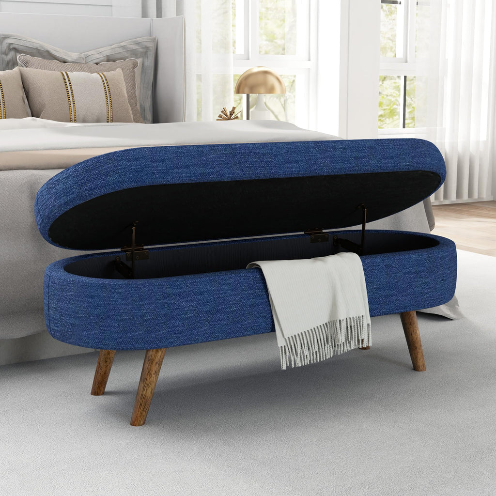 Oval Storage Bench with Rubber Wood Legs P78576