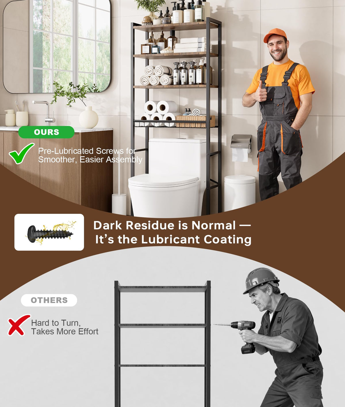 Brown 4-Tier Over-the-Toilet Storage Rack O49937