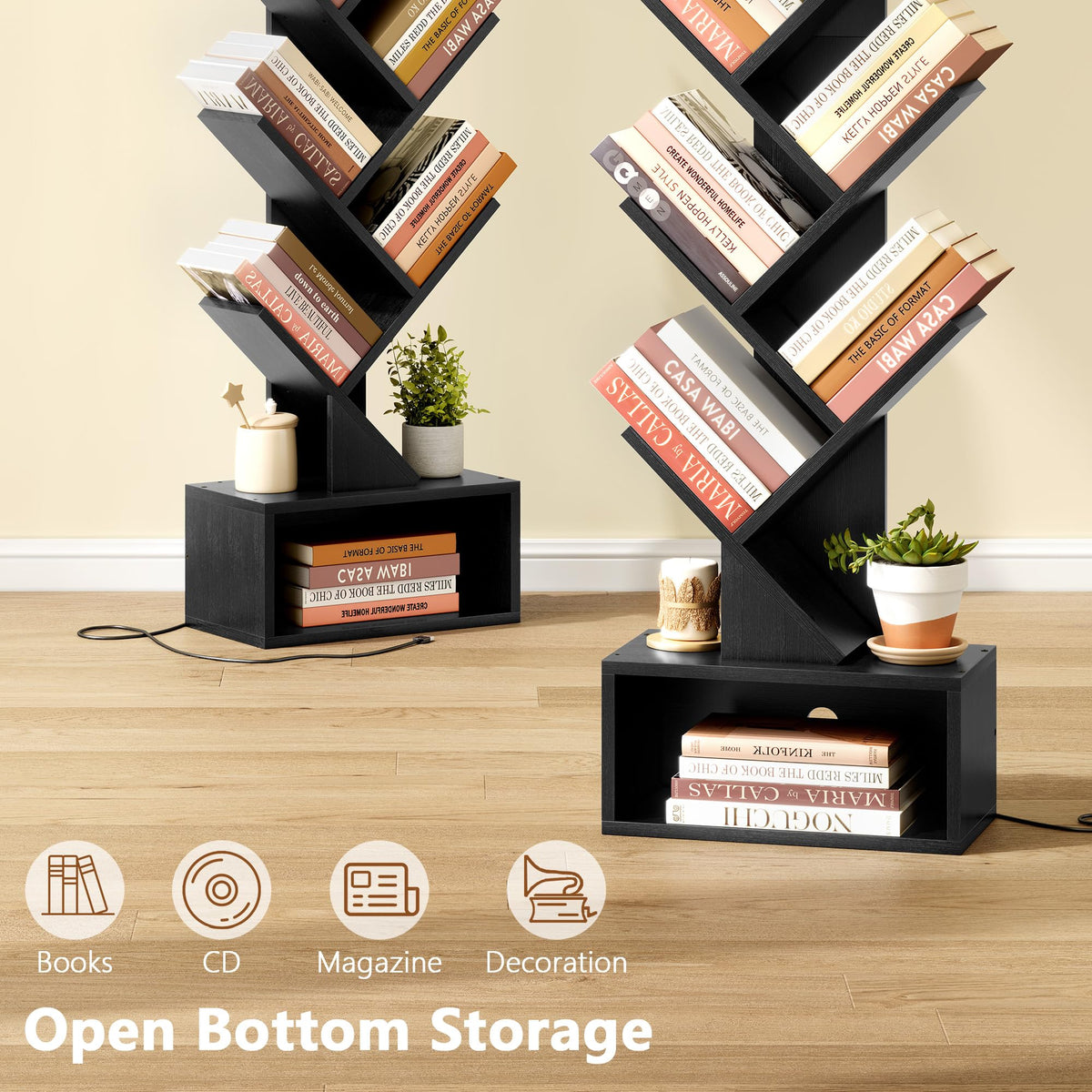 6 Tier Tree Bookshelf with Drawer and LED Lights N2219