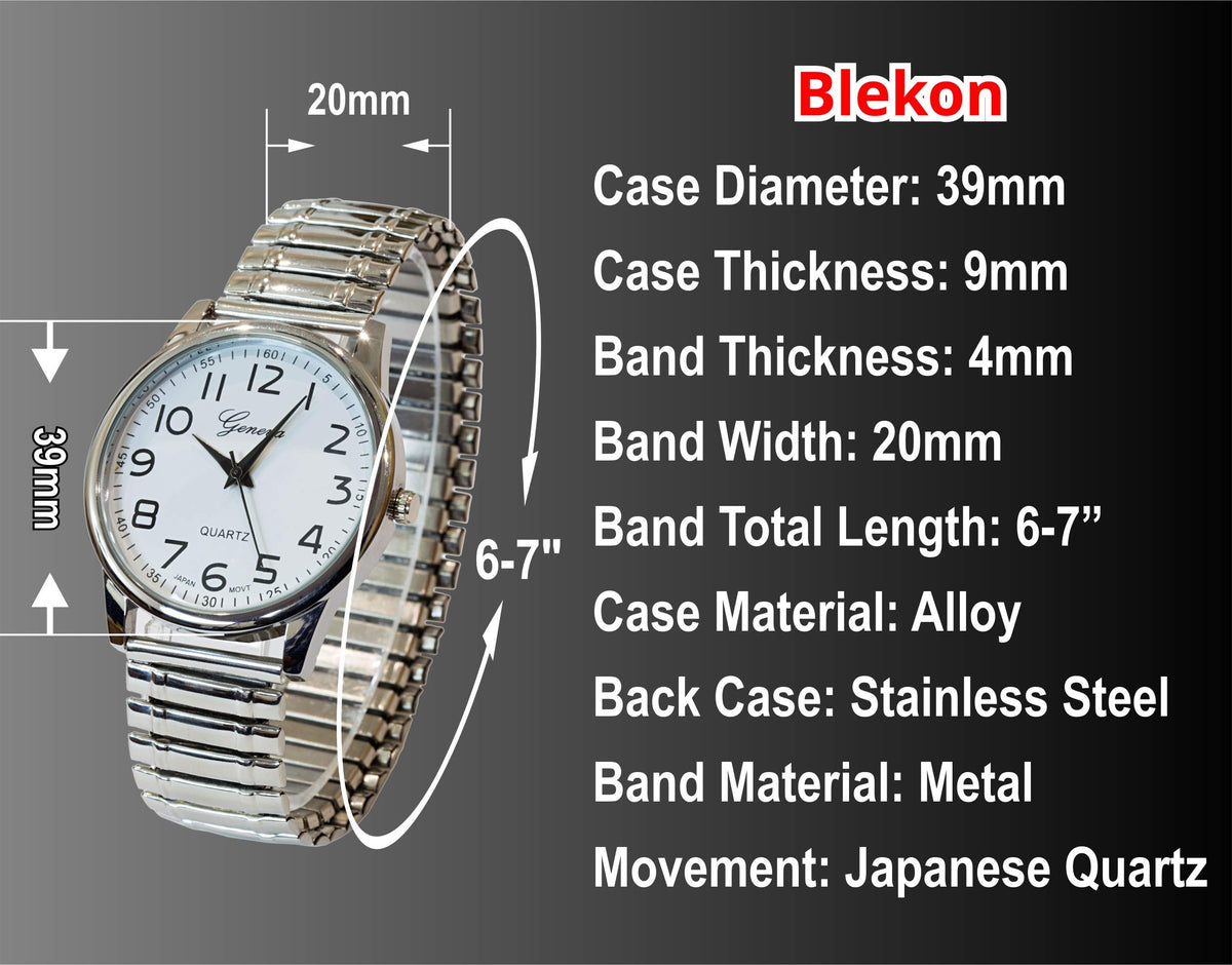 Large Face Easy to Read 40mm Japanese Quartz Stretch Band Watch N147403