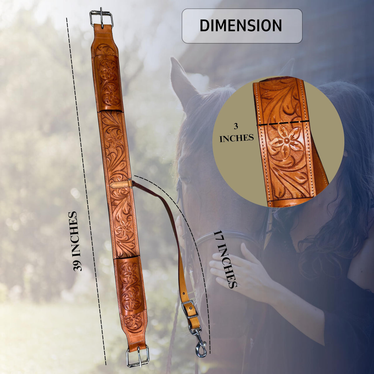 Western Leather Horse Saddle Girth Cinch Belt G890207