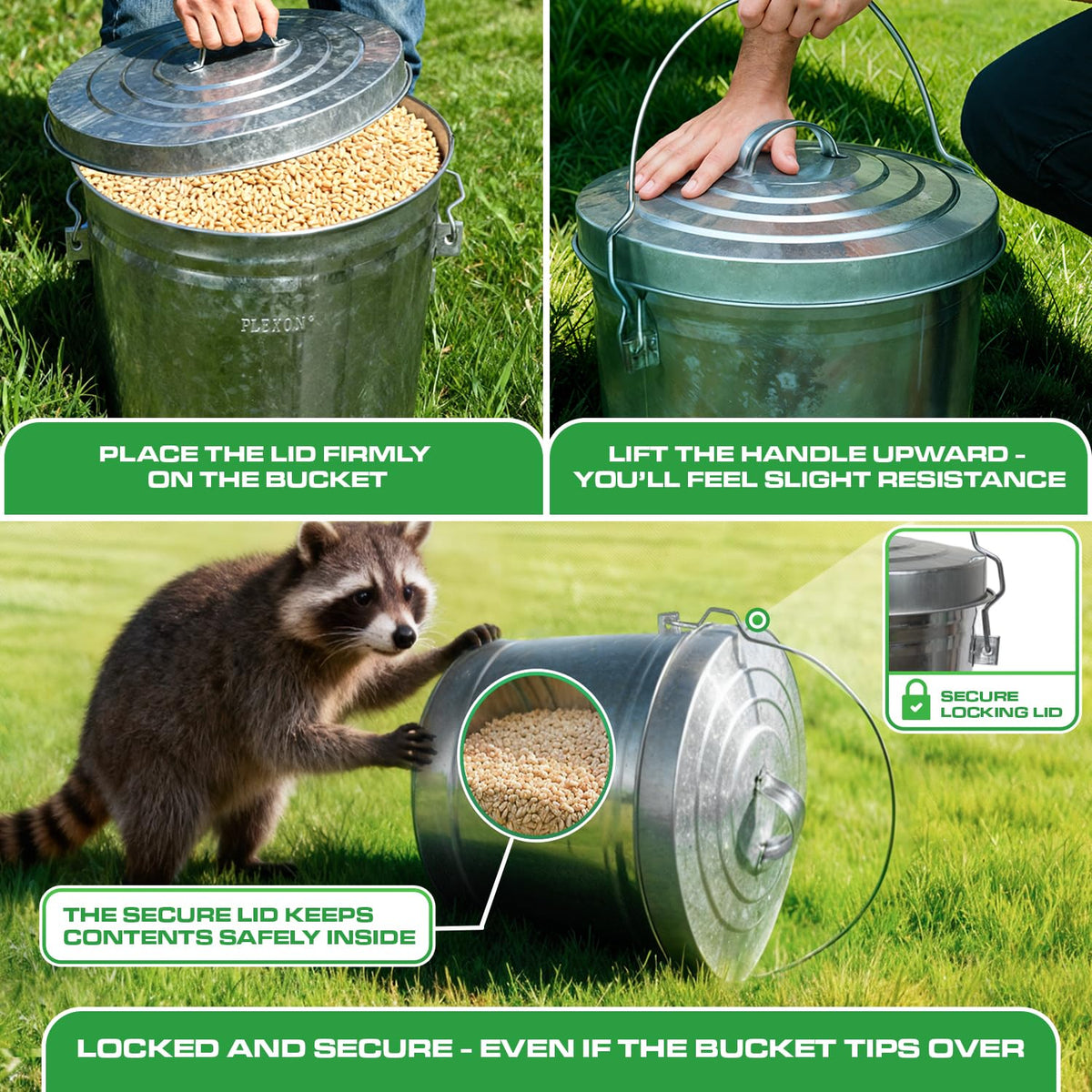 6.6 Lb Stainless Steel Hanging Poultry Feeder with 10 Gallon Storage Bucket B2255