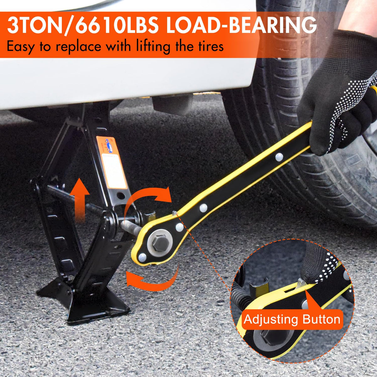 Scissor Car Jack 3 Ton Tire Changing Kit with Lug Wrench L651519