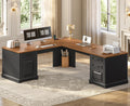 69" L Shaped Desk with Drawers and Storage Cabinet M186452