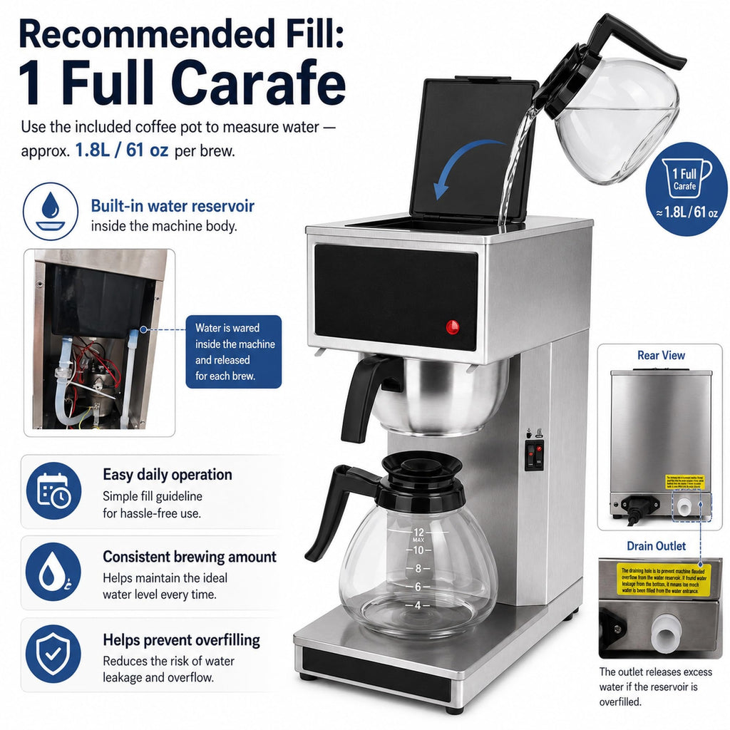 Commercial 12-Cup Stainless Steel Drip Coffee Maker with Dual Warmers D37877