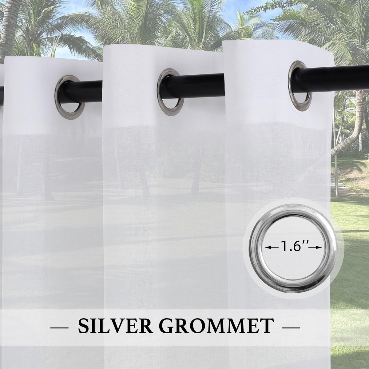 Waterproof Semi-Sheer Outdoor Curtains Q775108