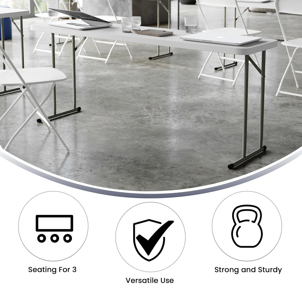 6-Foot Granite White Plastic Folding Training Table V18793