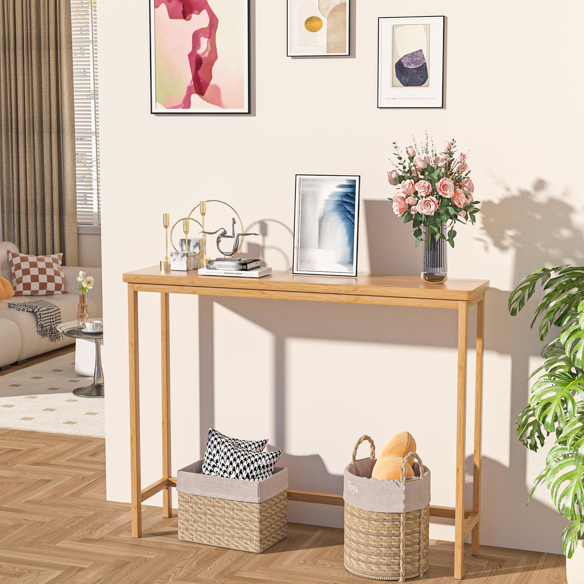 39" Natural Bamboo Console Table D7287