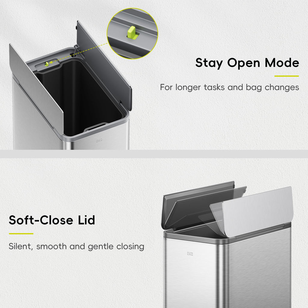 50L Stainless Steel Slim Step Trash Can G3329