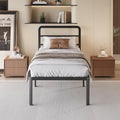 18 Inch Twin XL Black Metal Bed Frame with Headboard J212
