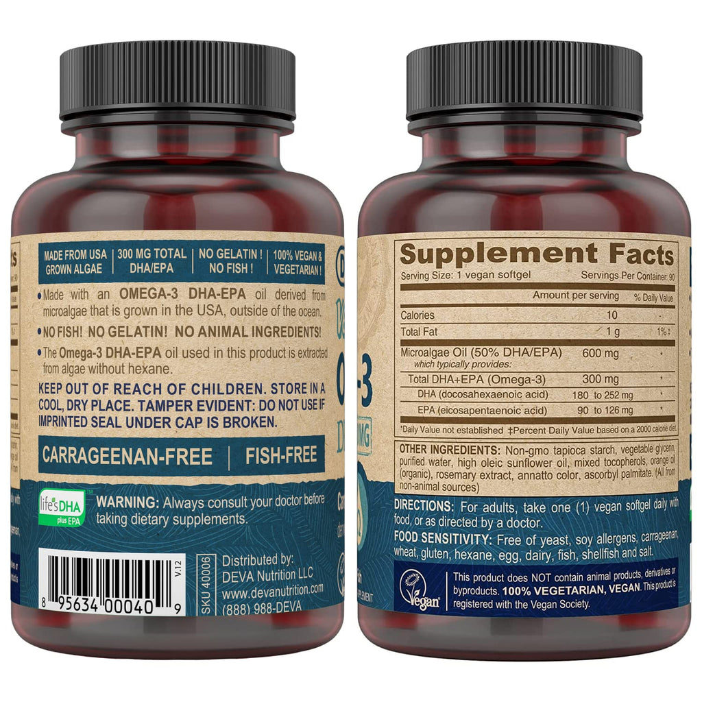 Vegan Omega-3 DHA EPA 300 mg 90 Softgels M5911