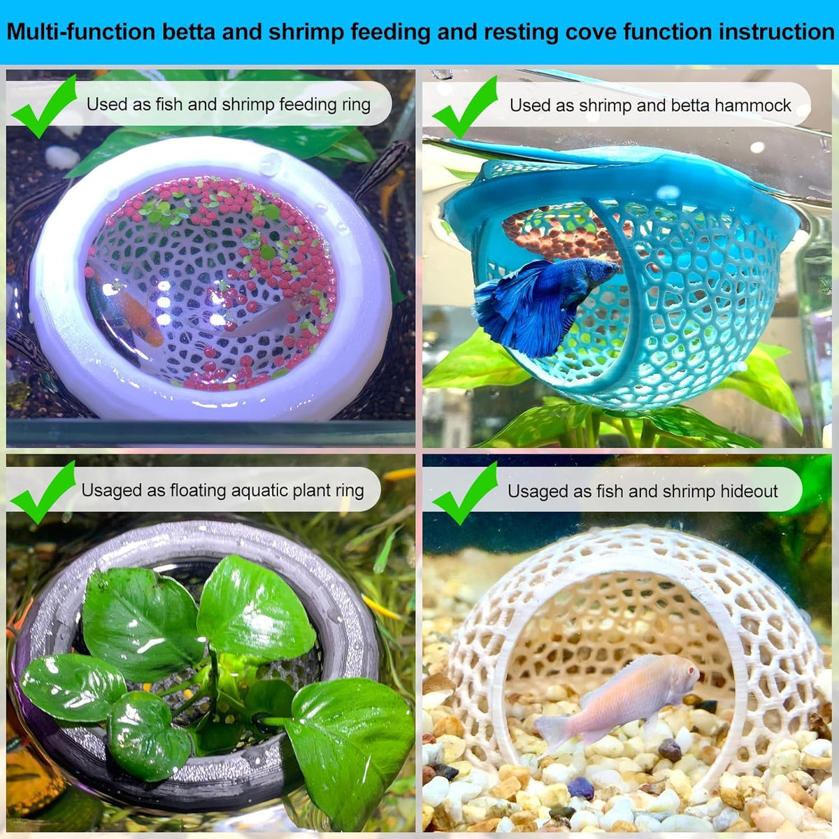White Floating Betta Fish Hammock Bed and Hide Cave H102627