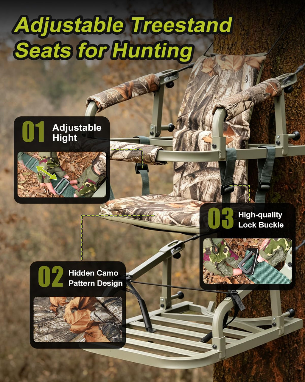 Climbing Tree Stand with Harness and Camo Seat Cushion K948227