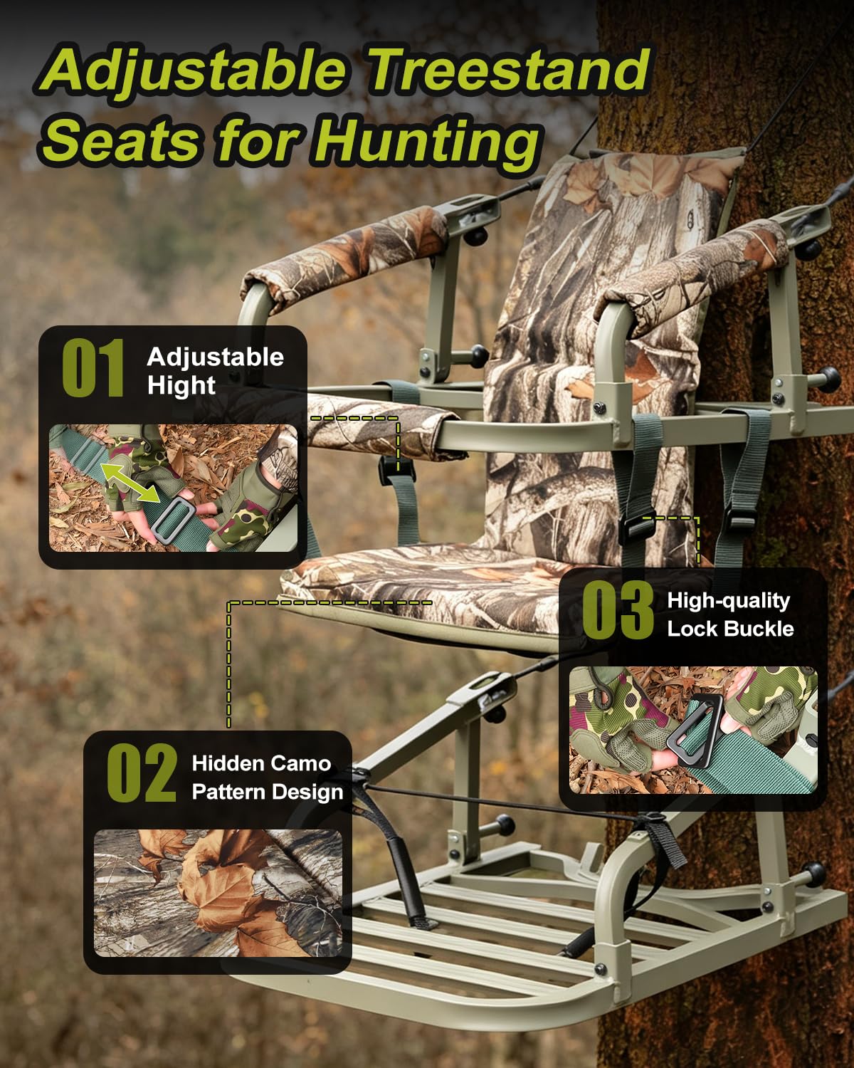 Climbing Tree Stand with Harness and Camo Seat Cushion K948227