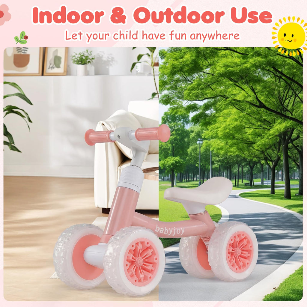 4 Wheels Toddler Balance Bike with Adjustable Handlebar & Seat Y45469