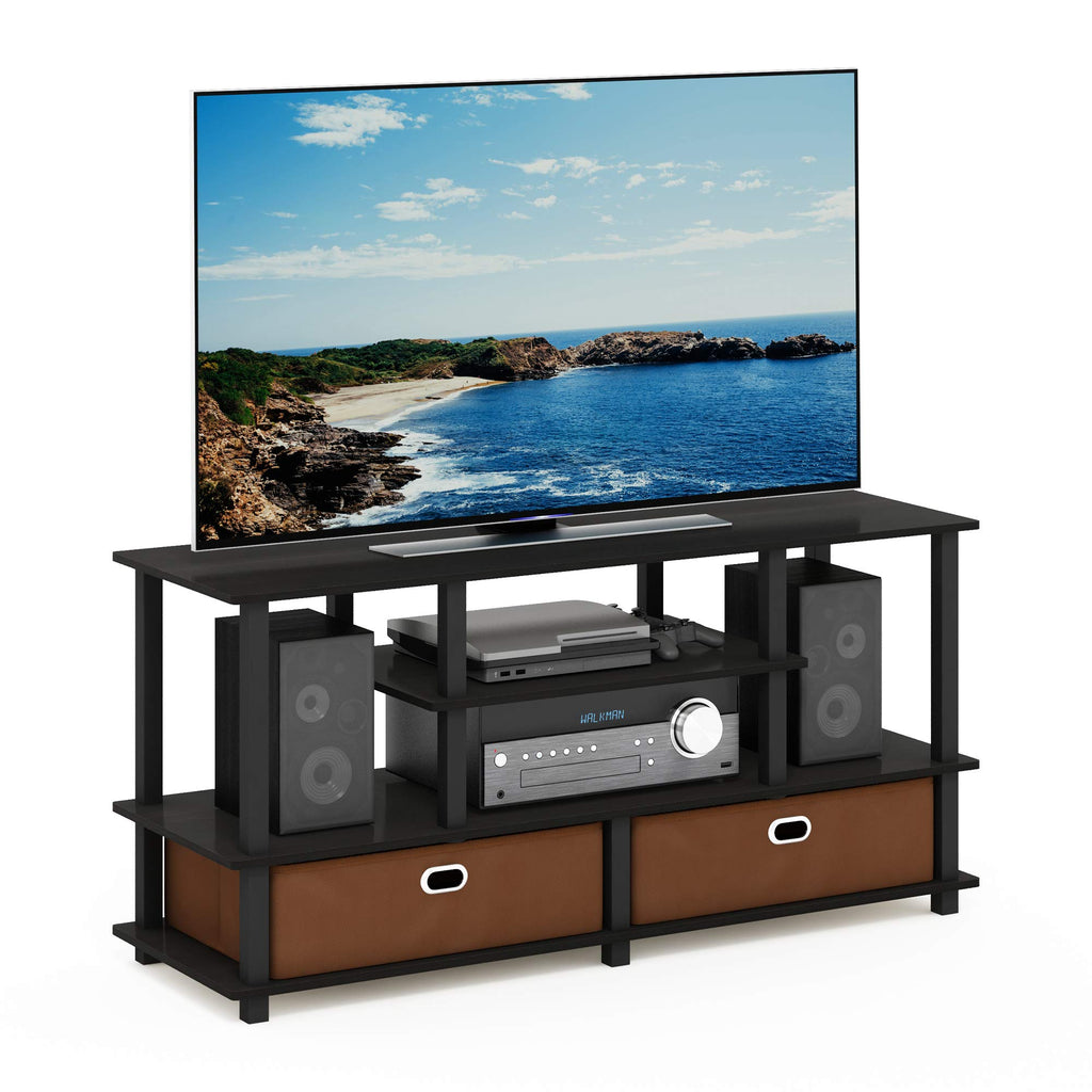 Black Espresso 4-Tier TV Stand with 2 Storage Bins X682766
