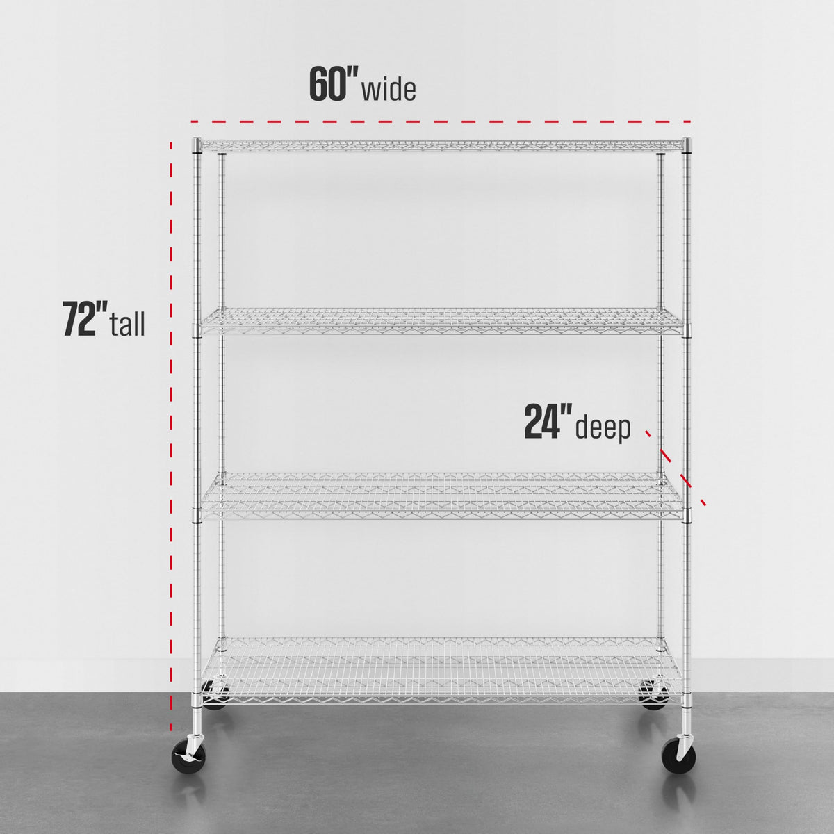 4-Tier Heavy Duty Steel Wire Rack with Wheels J935