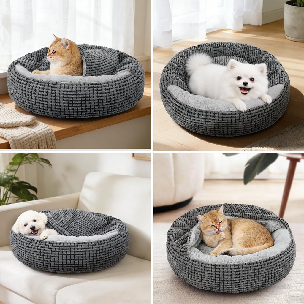 Small Dog Bed with Attached Blanket, 23inch E45632