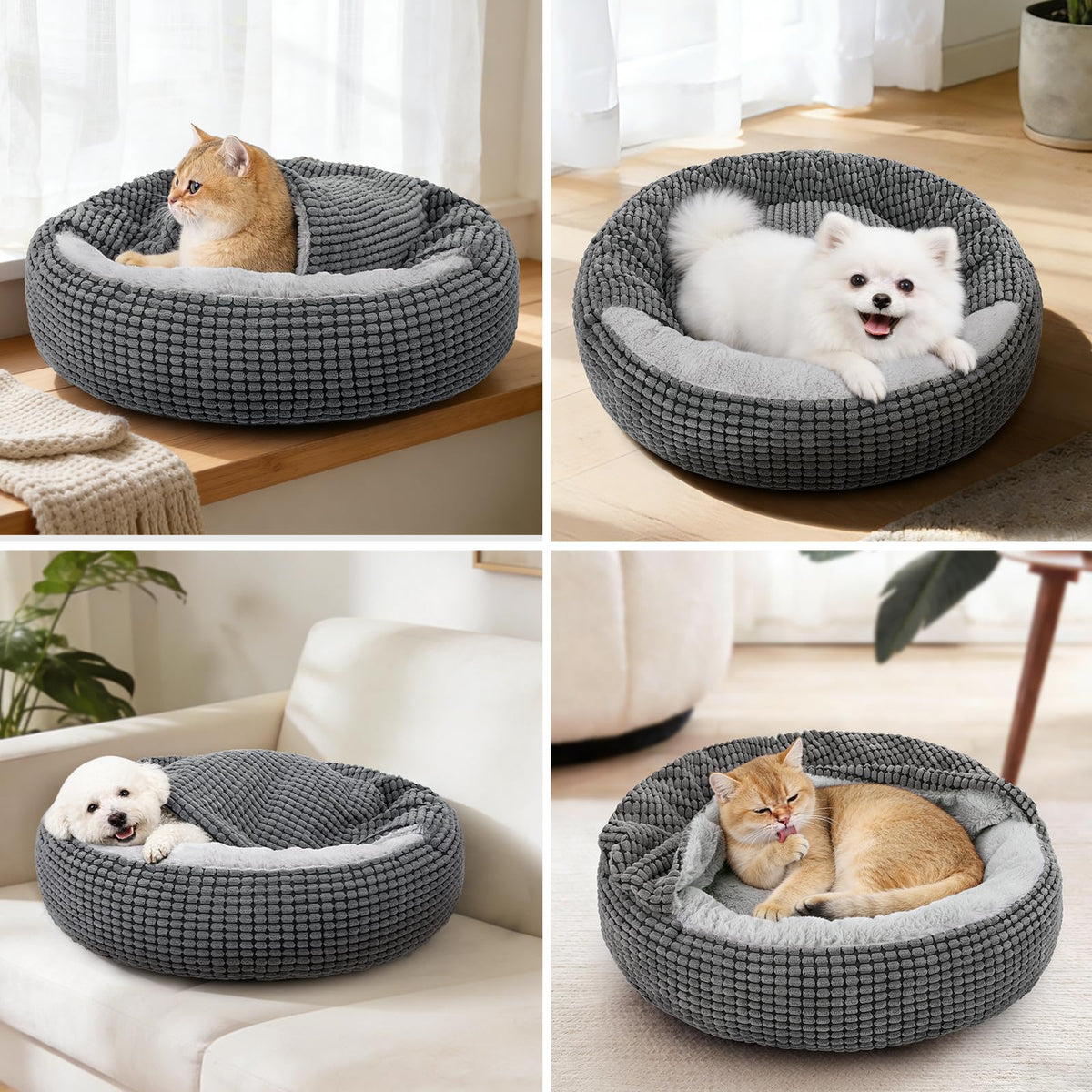 Small Dog Bed with Attached Blanket, 23inch E45632