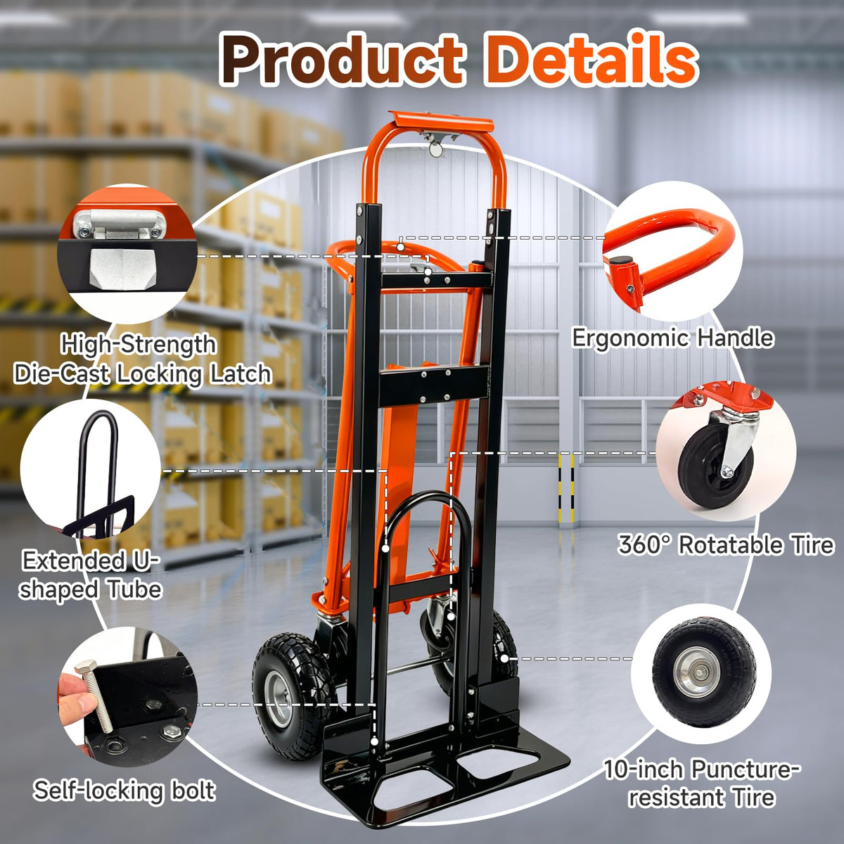 Heavy Duty Convertible Hand Truck with Wheels D605943