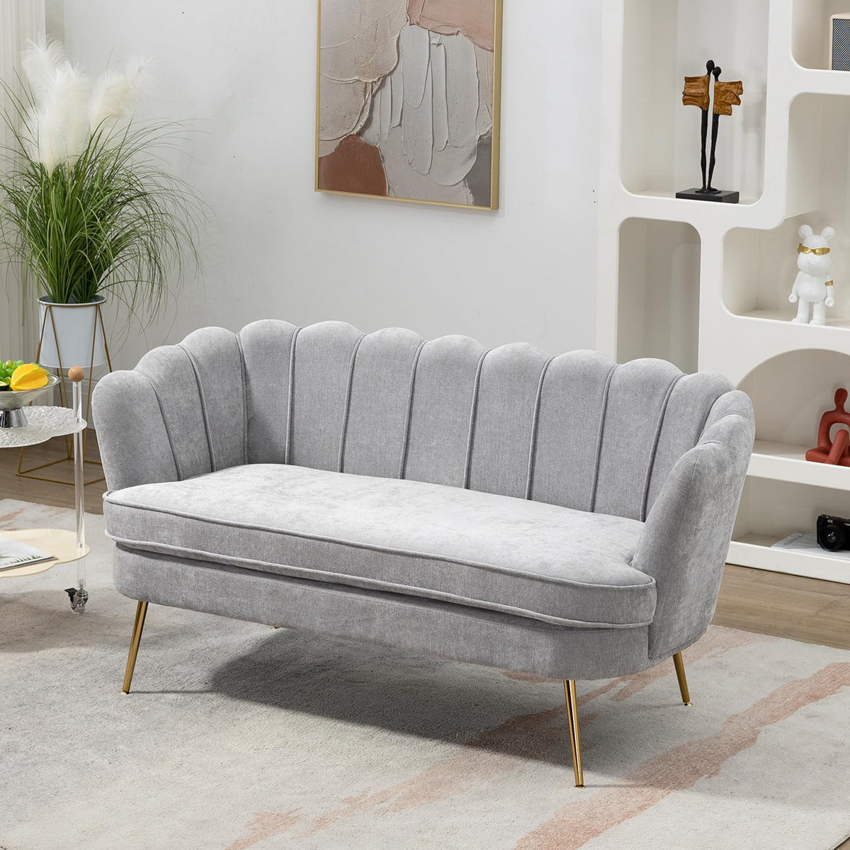 Light Grey Upholstered 2-Seater Loveseat C41148