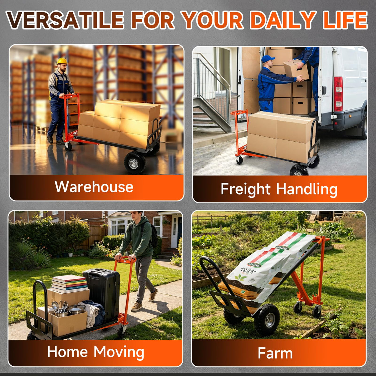 Heavy Duty Convertible Hand Truck with Wheels D605943