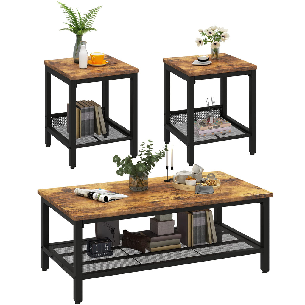 3 Pieces Coffee Table Set with 2 End Side Tables C83491
