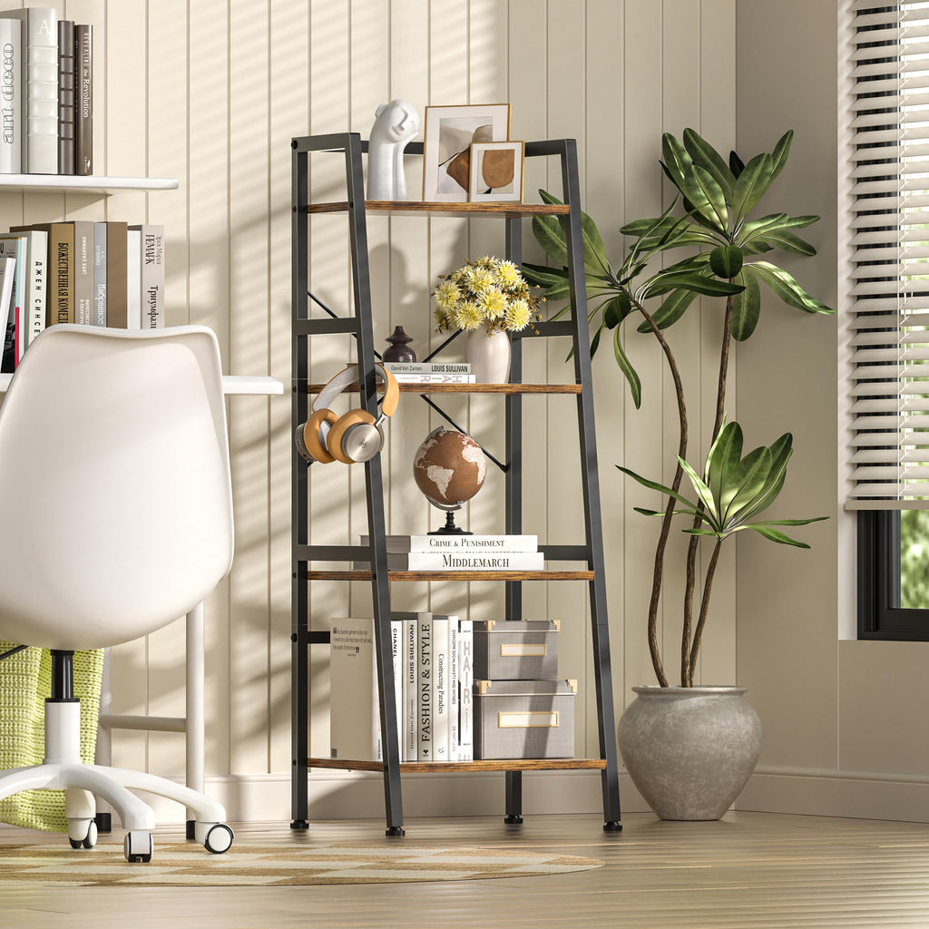4-Tier Industrial Bookshelf with Steel Frame I774