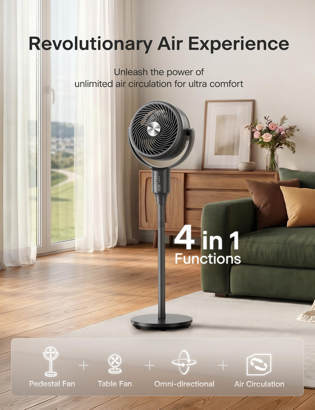 Grey Air Circulator Fan with Remote S246