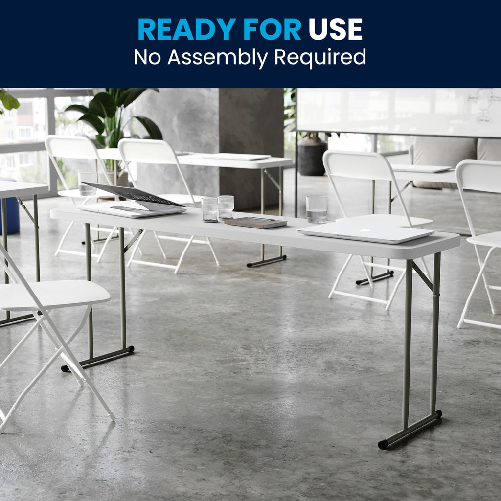 6-Foot Granite White Plastic Folding Training Table V18793