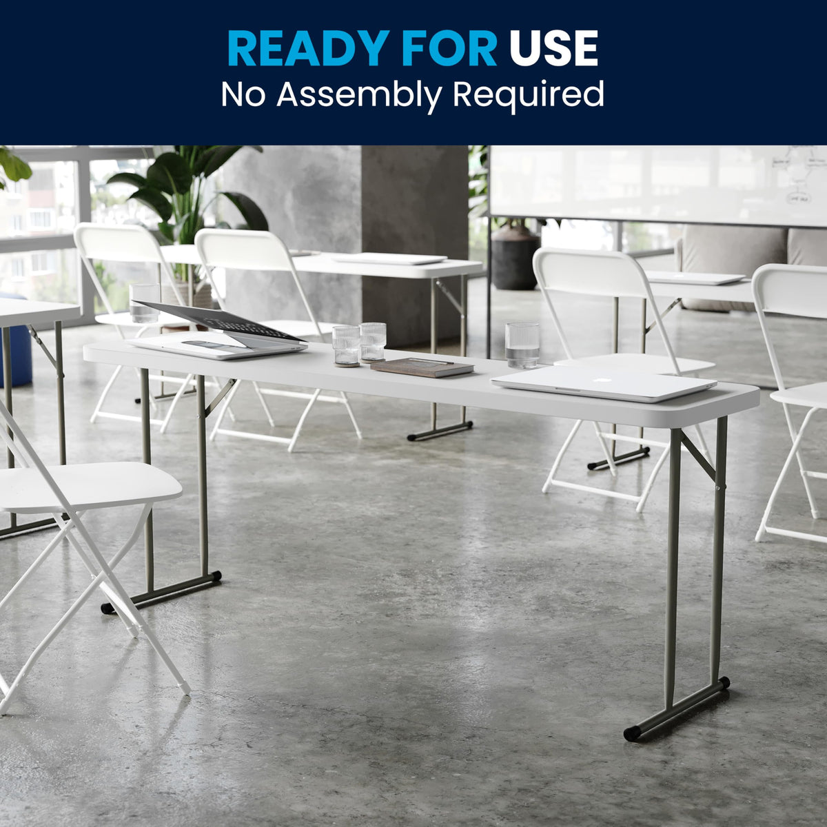 6-Foot Granite White Plastic Folding Training Table V18793