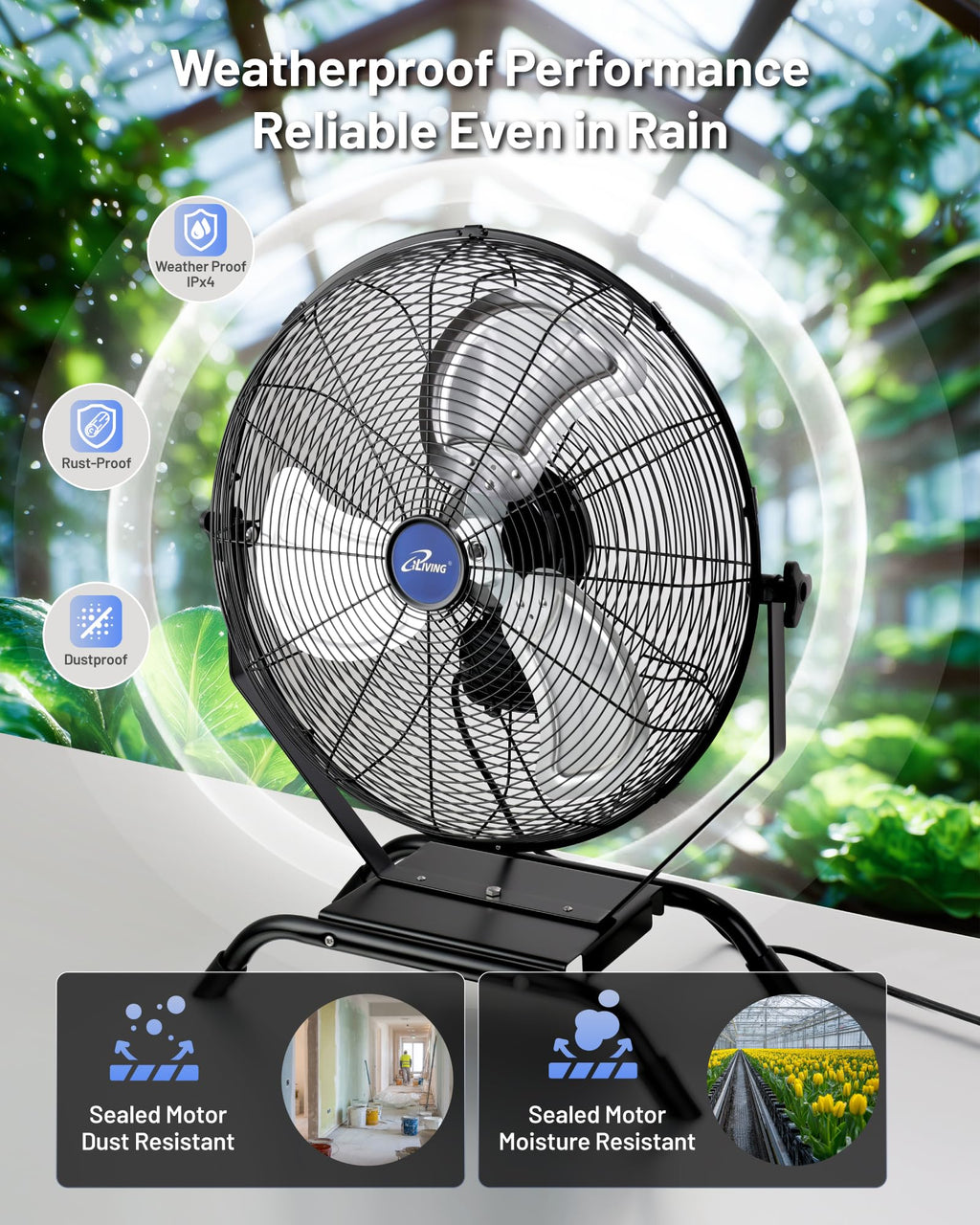 20" Variable Speed Indoor/Outdoor Fan, 4650 CFM, Black B7936