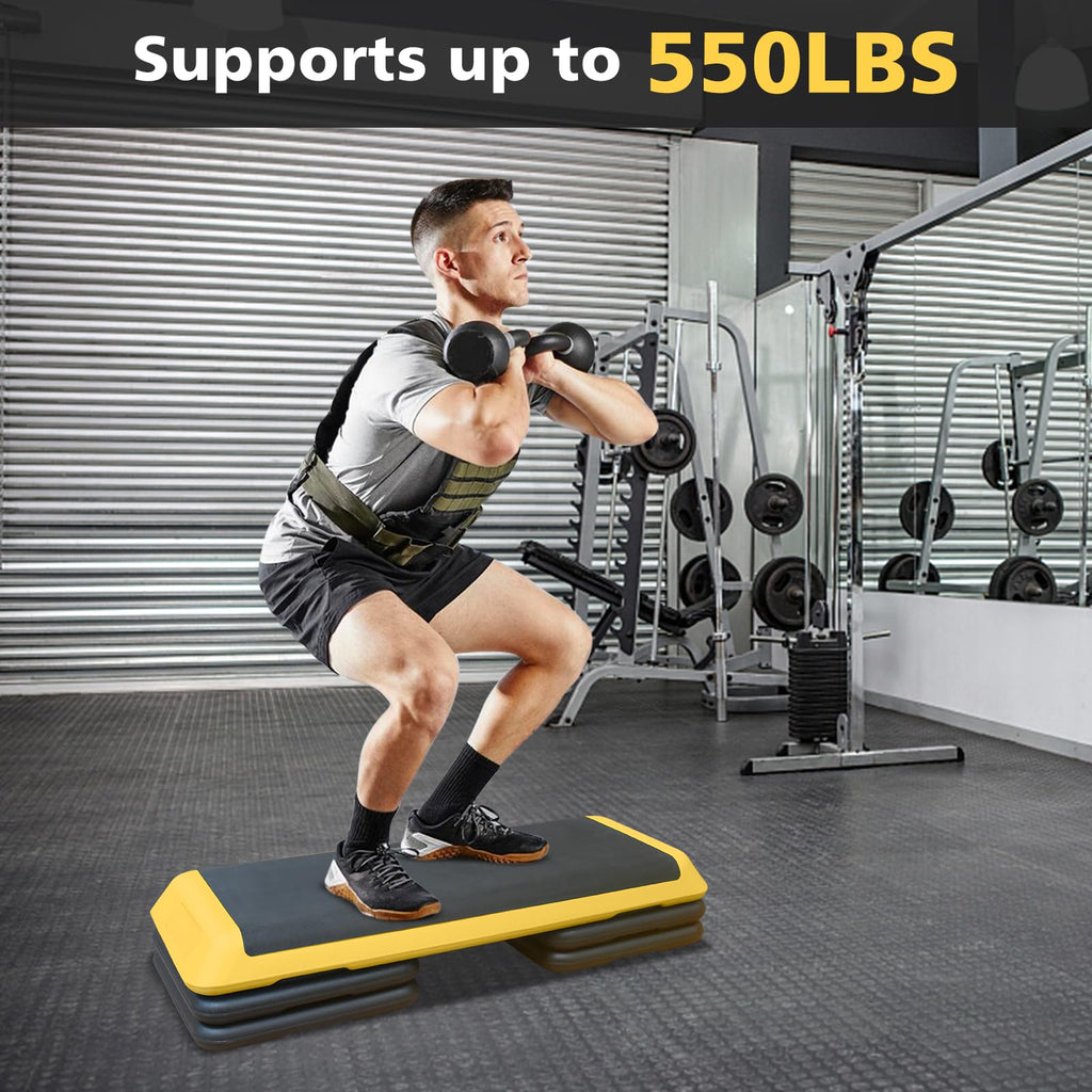 43'' Adjustable Exercise Stepper with 4 Detachable Risers J5047